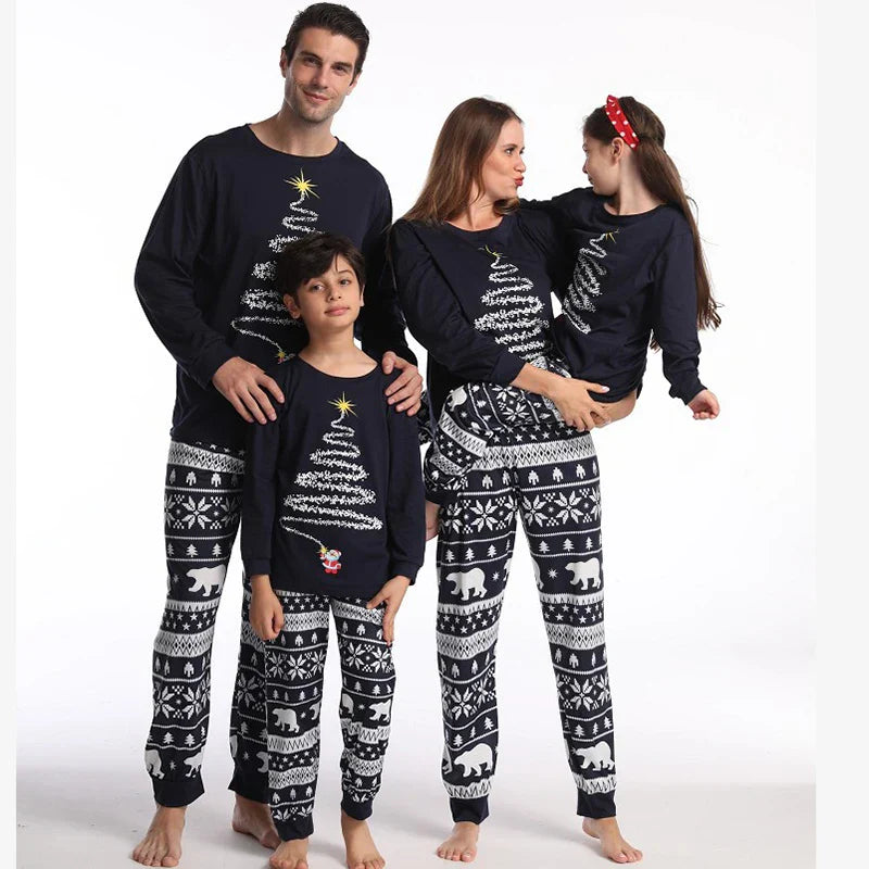 family in matching pyjamas