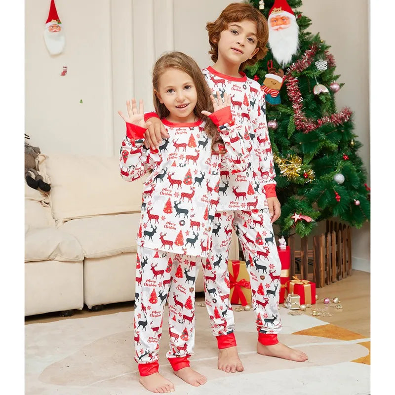 Festive holiday sleepwear in white for the whole family
