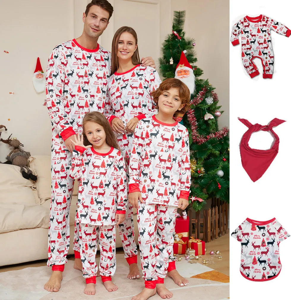 White PJs Matching Family Christmas Pyjamas