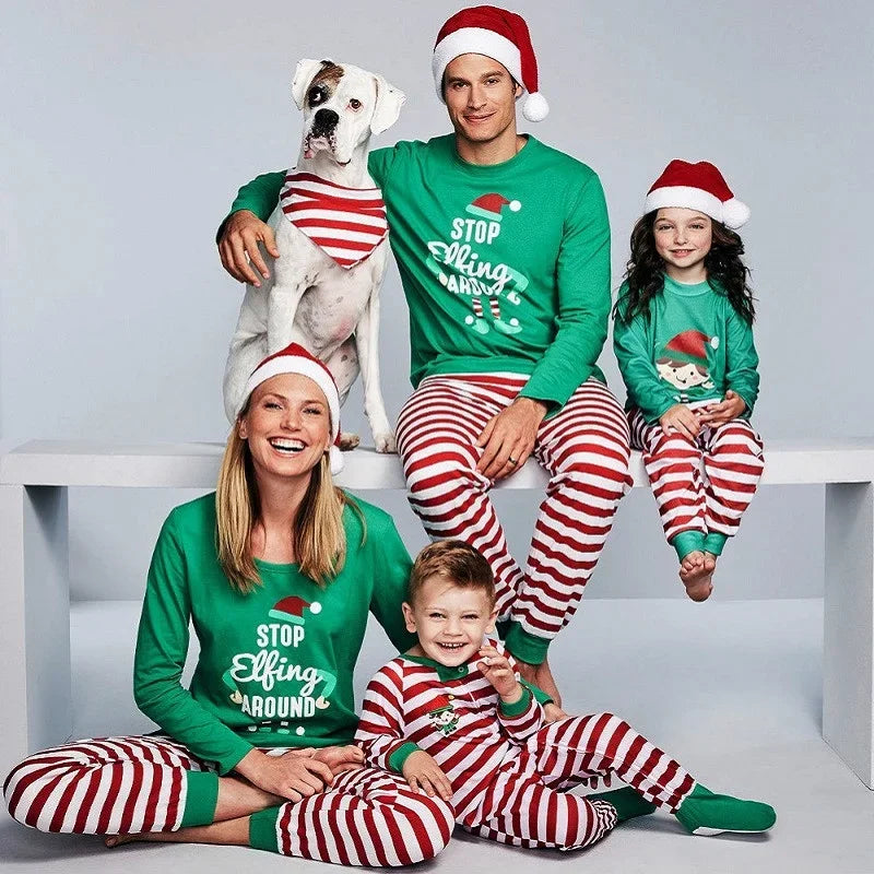 Family Christmas elf costume pajamas