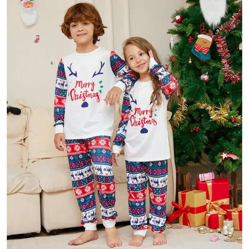 Cute white Christmas pajamas for the family
