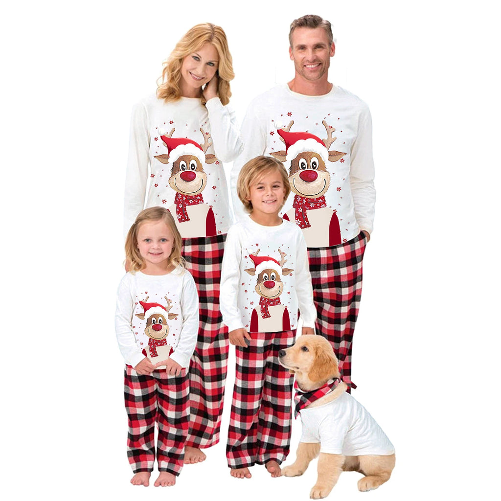 Festive family pajama party in holiday PJs