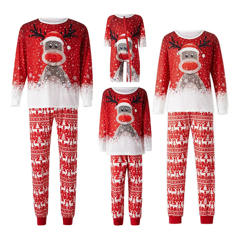 Family joy in coordinating holiday sleep attire