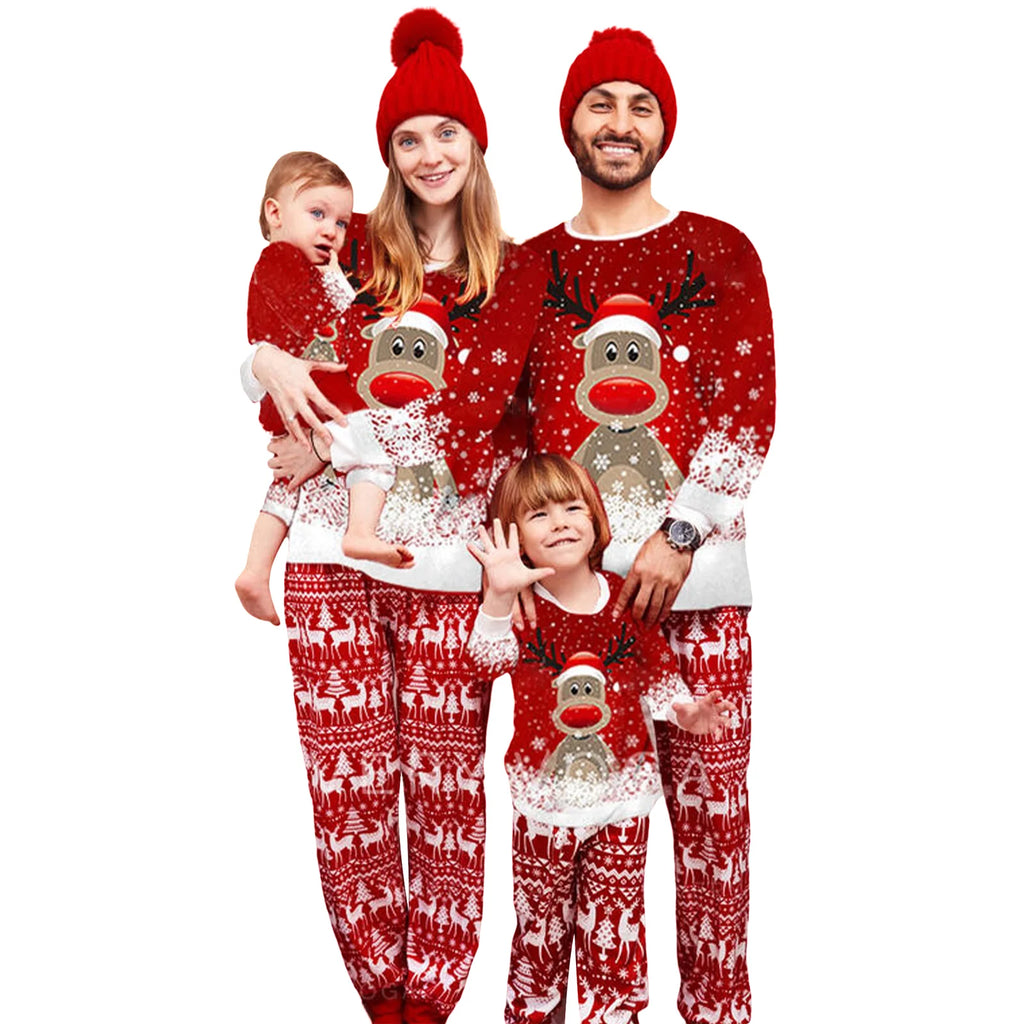 Wholesome family moments in Christmas-themed PJs