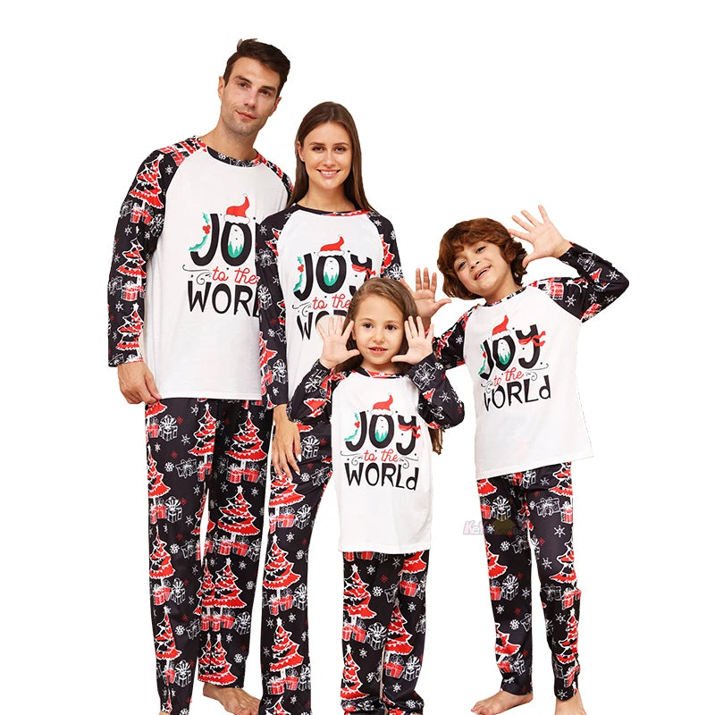 Stylish holiday-themed pajamas for parents and kids